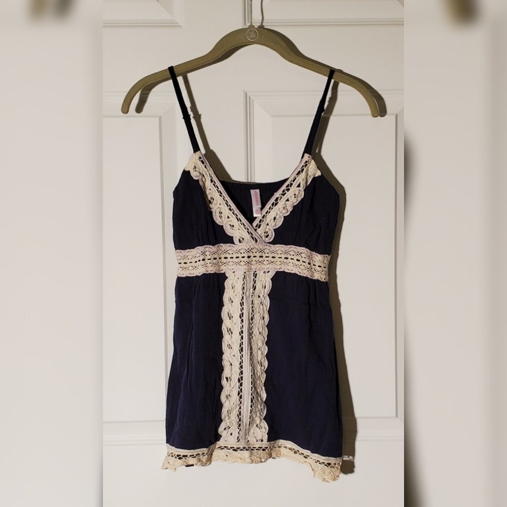 Navy crochet tank top